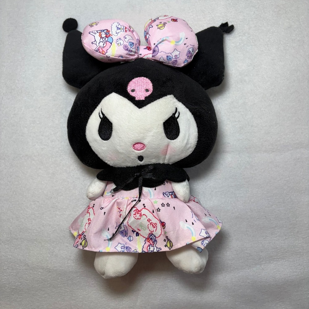 Sanrio Kuromi Plush Doll Pink Unicorn Dress and Bow 10 Inch Stuffed Animal